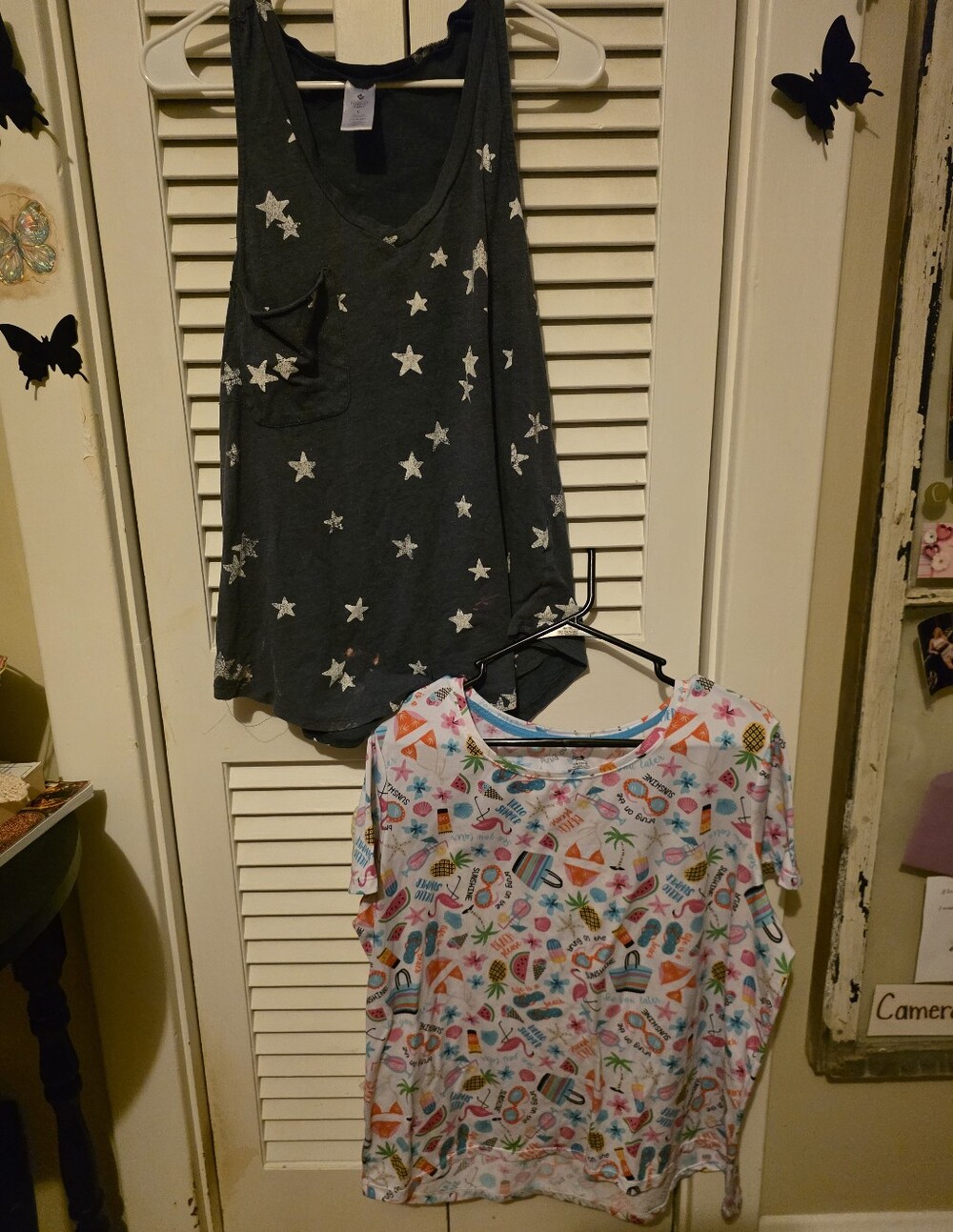 Blue Star Pocket Tank & Colorful Summer Print Tee - 2Pc Set